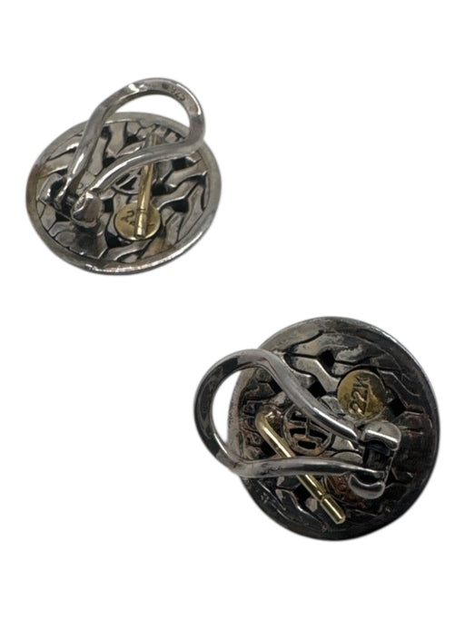 John Hardy Silver & Gold 925 Silver 22k Gold Luster Circle Braid Earrings Silver & Gold