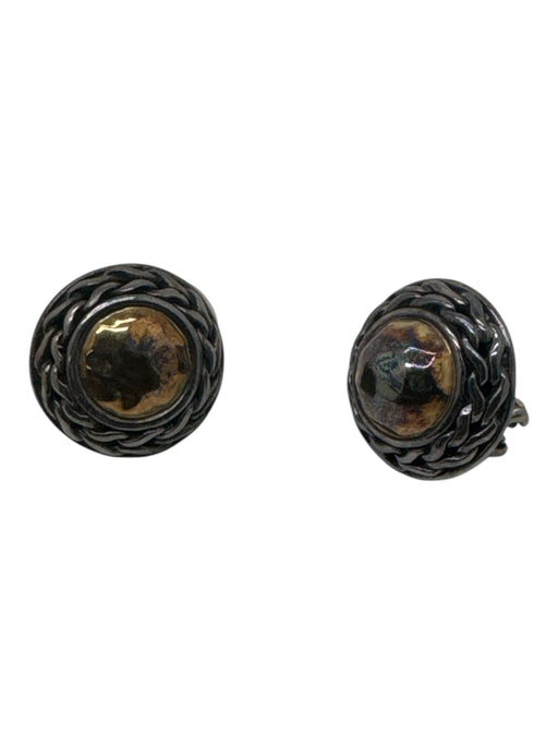 John Hardy Silver & Gold 925 Silver 22k Gold Luster Circle Braid Earrings Silver & Gold