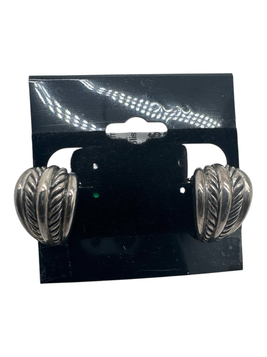 David Yurman Silver 925 Cable Shrimp Huggie Clip On Earrings Silver