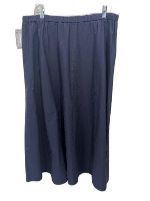 Eileen Fisher Size L Navy Blue Cotton A Line Elastic Waist Midi Skirt Navy Blue / L