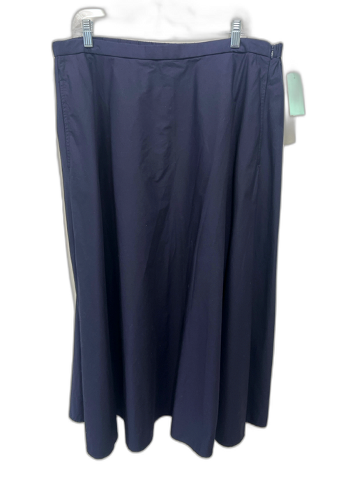 Eileen Fisher Size L Navy Blue Cotton A Line Elastic Waist Midi Skirt Navy Blue / L