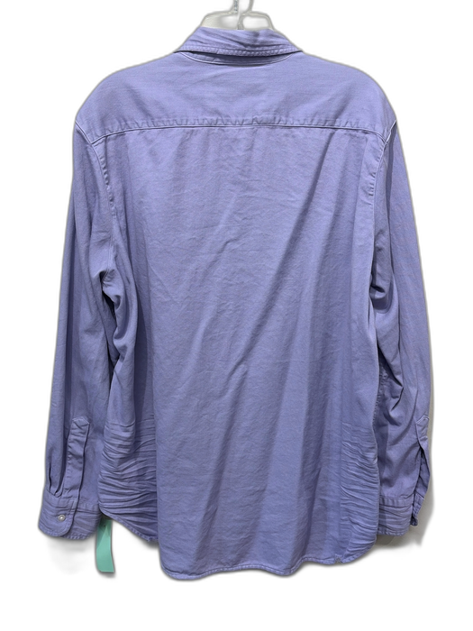 Frank & Eileen Size L Purple Cotton Pique Pocket Long Sleeve Button Down Top Purple / L