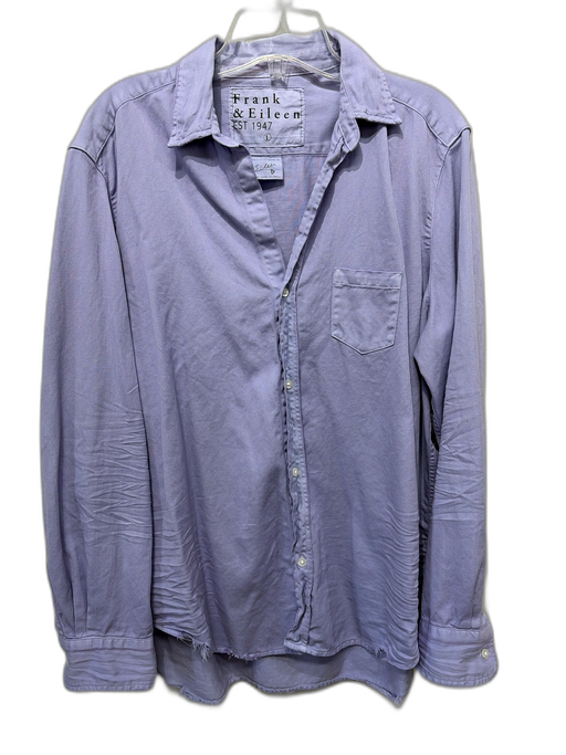 Frank & Eileen Size L Purple Cotton Pique Pocket Long Sleeve Button Down Top Purple / L