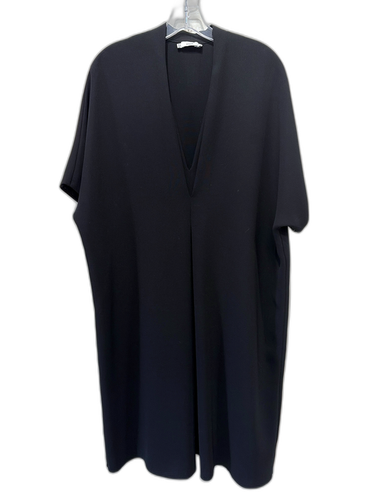 Vince Size XL Black V Neck Pleat Detail Knee length Dress Black / XL