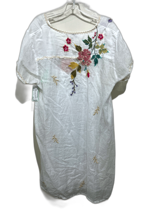 Johnny Was Workshop Size XL White & Multi Cotton Embroidered Flowers Dress White & Multi / XL