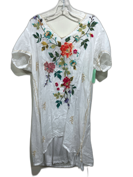 Johnny Was Workshop Size XL White & Multi Cotton Embroidered Flowers Dress White & Multi / XL
