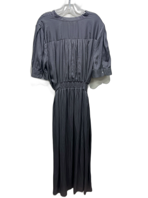 Elie Tahari Size XL Gray Polyester Short Sleeve Button Detail Pockets Maxi Dress Gray / XL