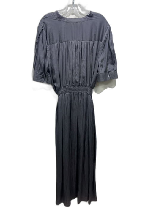 Elie Tahari Size XL Gray Polyester Short Sleeve Button Detail Pockets Maxi Dress Gray / XL