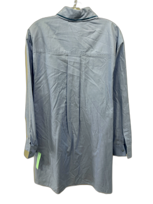 Etro Size M/44 Blue Cotton Embroidered Flowers Long Sleeve Button Down Top Blue / M/44
