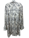 Brunello Cucinelli Size 3XL Beige Gray Silk Semi Sheer Abstract Floral Top Beige Gray / 3XL