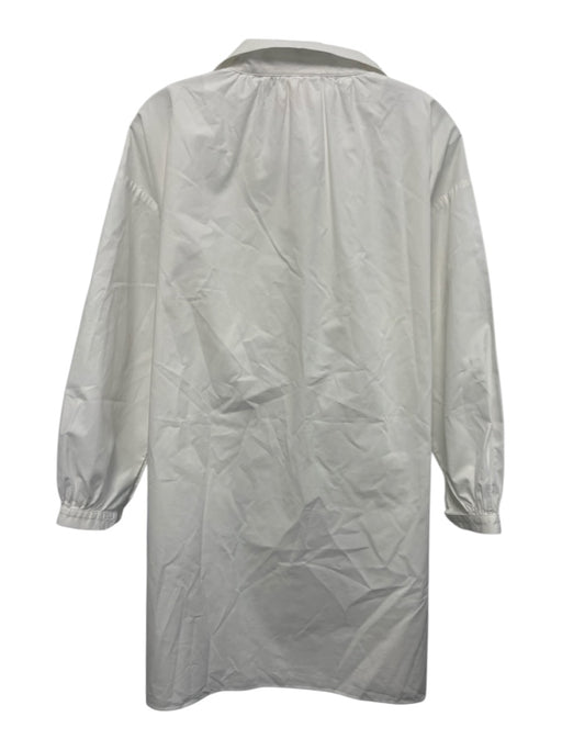 Gallego Desportes Size S White Cotton Long Sleeve Button Up pleats Dress White / S