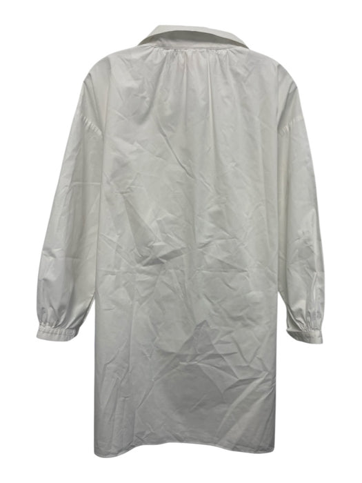 Gallego Desportes Size S White Cotton Long Sleeve Button Up pleats Dress White / S