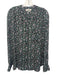 Isabel Etoile Marant Size 40 Green & Multi Viscose Long Sleeve Sheer Top Green & Multi / 40