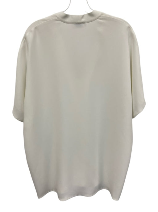 Vince Size XL White Polyester V Neck Short Sleeve Top White / XL