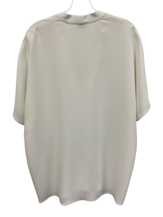 Vince Size XL White Polyester V Neck Short Sleeve Top White / XL
