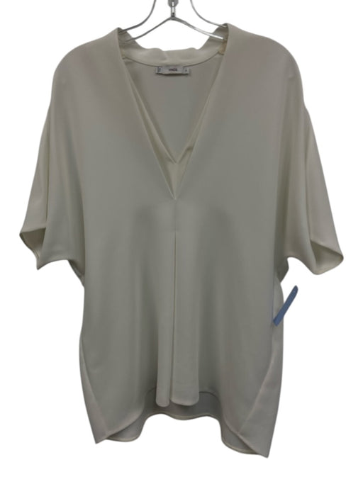 Vince Size XL White Polyester V Neck Short Sleeve Top White / XL