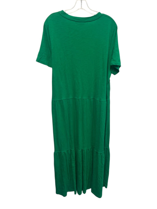 Whistles Size 12 Green Cotton Heathered Short Sleeve Maxi Pleats Dress Green / 12