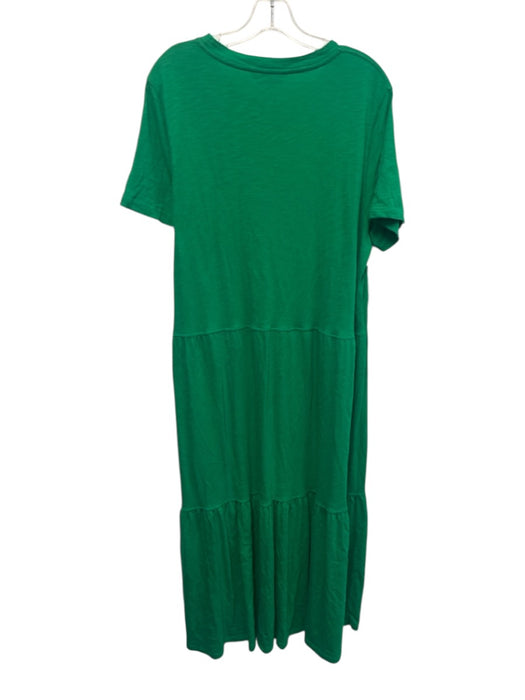 Whistles Size 12 Green Cotton Heathered Short Sleeve Maxi Pleats Dress Green / 12