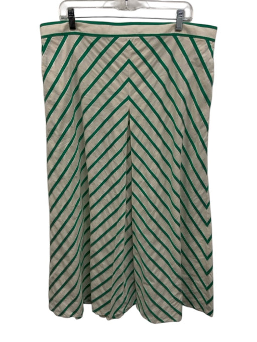 Marina Sport Size 18 White & Green Cotton Blend Chevron Elastic Waist Maxi Dress White & Green / 18
