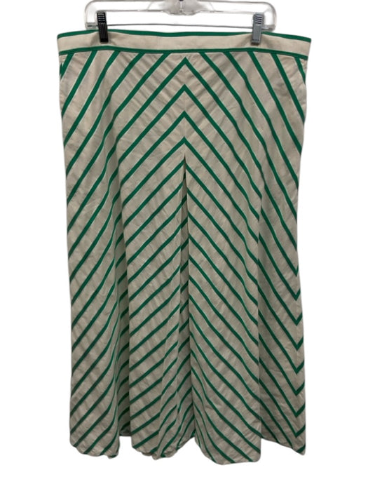 Marina Sport Size 18 White & Green Cotton Blend Chevron Elastic Waist Maxi Dress White & Green / 18