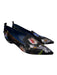 Nicholas Kirkwood Shoe Size 41 Black & Multi Satin Pointed Toe Floral Loafers Black & Multi / 41