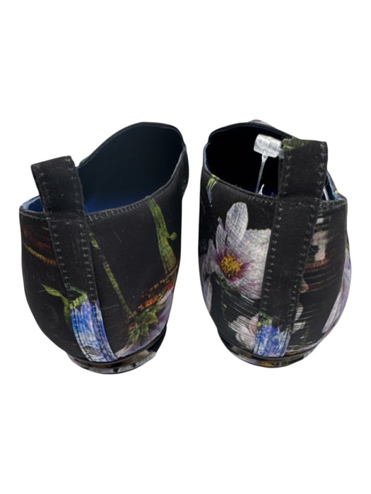 Nicholas Kirkwood Shoe Size 41 Black & Multi Satin Pointed Toe Floral Loafers Black & Multi / 41