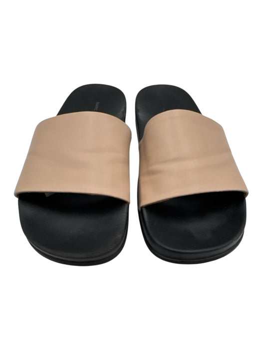Marc Fisher Shoe Size 10M Beige & Black Leather & Synthetic Slip On Sandals Beige & Black / 10M