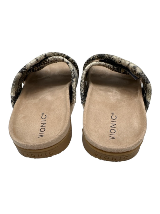 Vionic Shoe Size 9 Beige & Gray Leather Snake Embossed Open Toe Slide Sandals Beige & Gray / 9