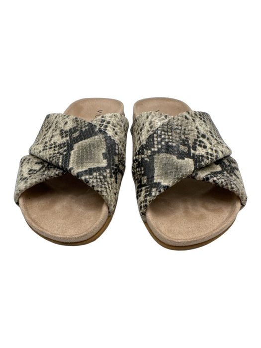 Vionic Shoe Size 9 Beige & Gray Leather Snake Embossed Open Toe Slide Sandals Beige & Gray / 9