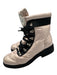Chanel Shoe Size 40 Dusty Pink & Black Nylon & Leather Lace Up Puffer Logo Boots Dusty Pink & Black / 40