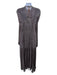 Zara Size M Brown Viscose V Neck Sequined Crinkle Pleats Dress Brown / M
