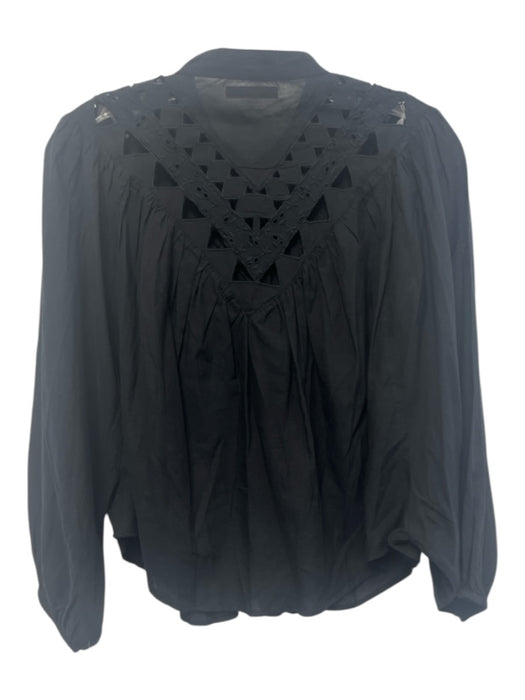 Mother Size Est M Black Missing Fabric Tag Long Dolman Sleevle Button Front Top Black / Est M