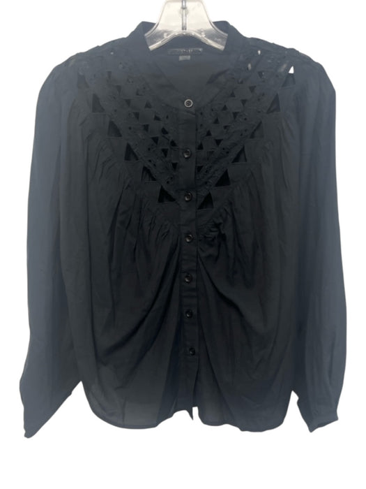 Mother Size Est M Black Missing Fabric Tag Long Dolman Sleevle Button Front Top Black / Est M