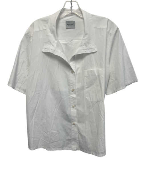 Rachel Comey Size M White Cotton Short Sleeve Button Up Cutout Back Shirt Top White / M