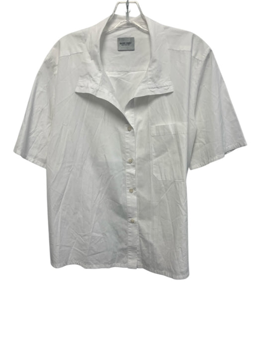 Rachel Comey Size M White Cotton Short Sleeve Button Up Cutout Back Shirt Top White / M