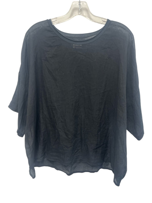 Labo.art Size 3 Black Cotton Semi Sheer 1/2 Sleeve Oversized T Shirt Top Black / 3
