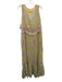 Yvonne S Size M Pink, Yellow & Aqua Linen Sleeveless Floral V Neck Dress Pink, Yellow & Aqua / M