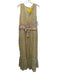 Yvonne S Size M Pink, Yellow & Aqua Linen Sleeveless Floral V Neck Dress Pink, Yellow & Aqua / M