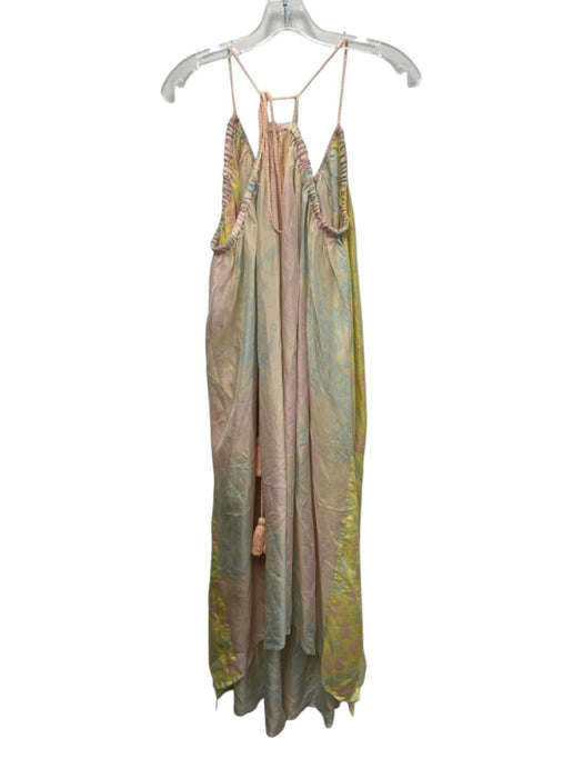 Yvonne S Size M Pink, Yellow & Aqua Silk Sleeveless Floral Paisley Dress Pink, Yellow & Aqua / M