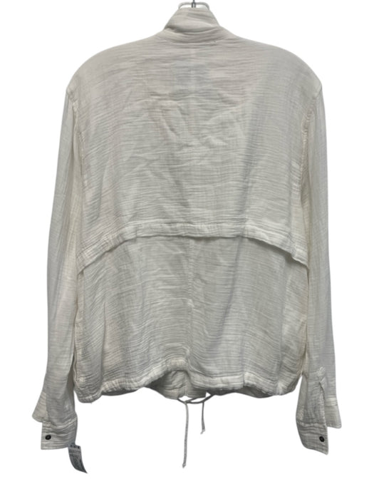 Rails Size XL White Cotton Gauze Snap Button & Zip Front Drawstring Waist Jacket White / XL
