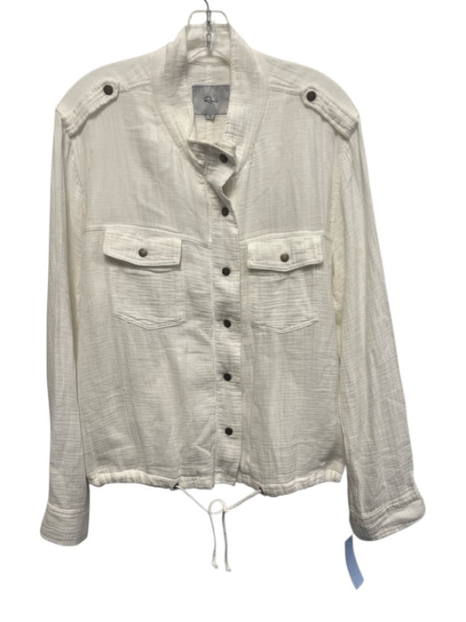 Rails Size XL White Cotton Gauze Snap Button & Zip Front Drawstring Waist Jacket White / XL