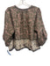 M.A.B.E Size M Taupe Brown & Pink Cotton & Silk Floral Paisley Open Front Jacket Taupe Brown & Pink / M