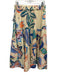 Oliphant Size S Cream Beige & Multi Cotton Elastic Waist Abstract Floral Skirt Cream Beige & Multi / S