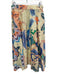 Oliphant Size S Cream Beige & Multi Cotton Elastic Waist Abstract Floral Skirt Cream Beige & Multi / S