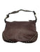Gucci Dark Brown Leather Guccissima Studded Zip Top Shoulder Bag Dark Brown