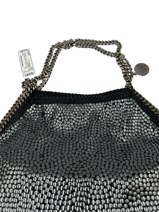 Stella McCartney Black & Silver Faux Suede Studded Chain Trim Tote Bag Black & Silver