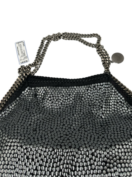 Stella McCartney Black & Silver Faux Suede Studded Chain Trim Tote Bag Black & Silver
