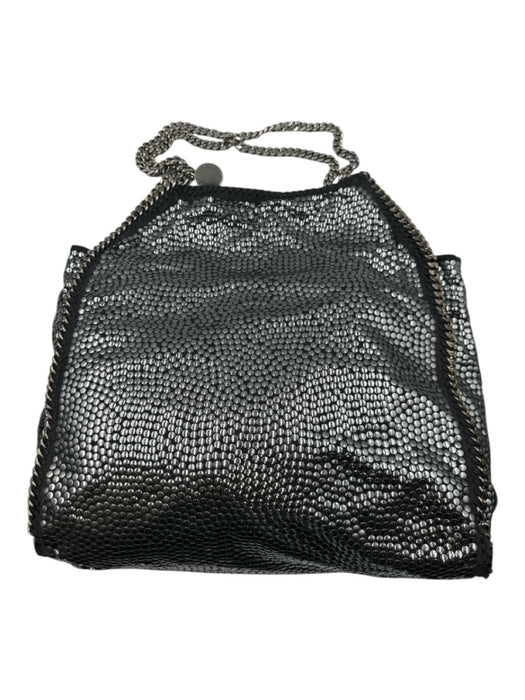 Stella McCartney Black & Silver Faux Suede Studded Chain Trim Tote Bag Black & Silver