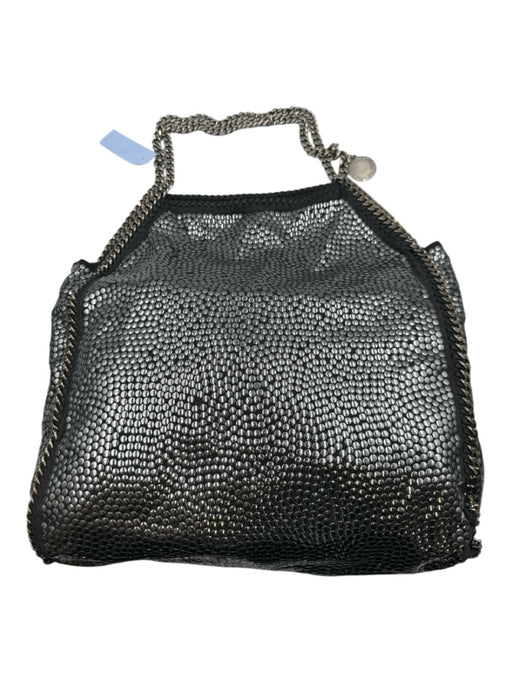 Stella McCartney Black & Silver Faux Suede Studded Chain Trim Tote Bag Black & Silver