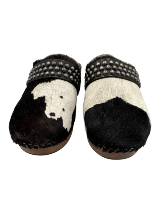 Saint Laurent Shoe Size 37.5 Brown, White & Black Leather Upper Ponyhair Clogs Brown, White & Black / 37.5